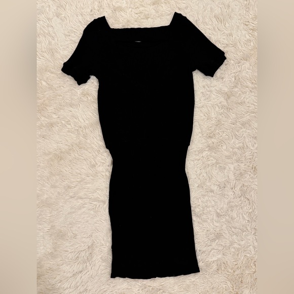 Free People Beach Happy Hour Mini Dress XS Black Ribbed Blouson Stretch Cut Out - Picture 5 of 8